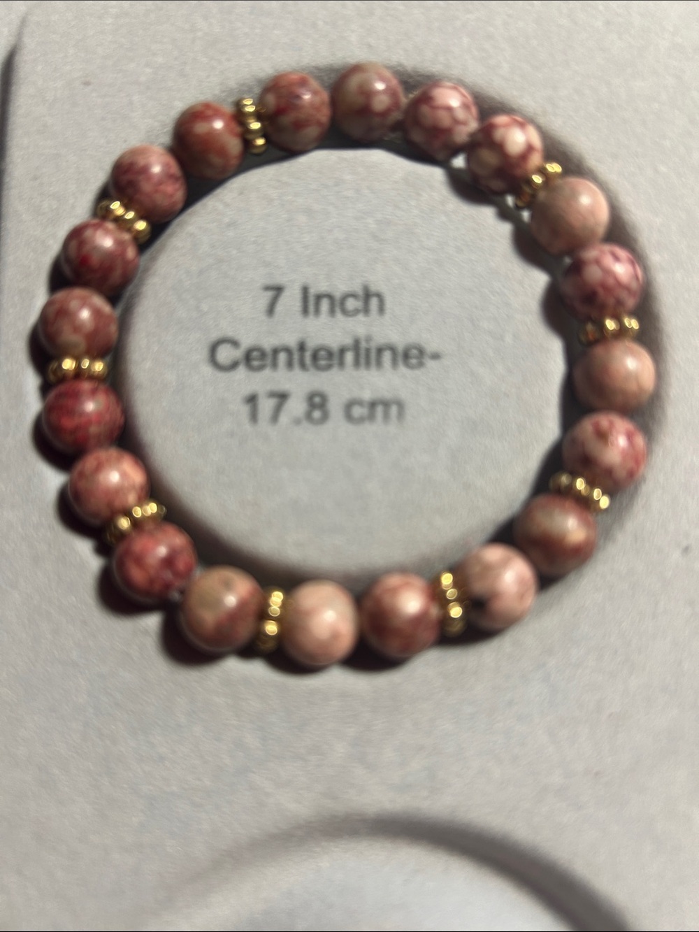 Pink Marble Effect Beaded Bracelet with Gold Accent Spacers